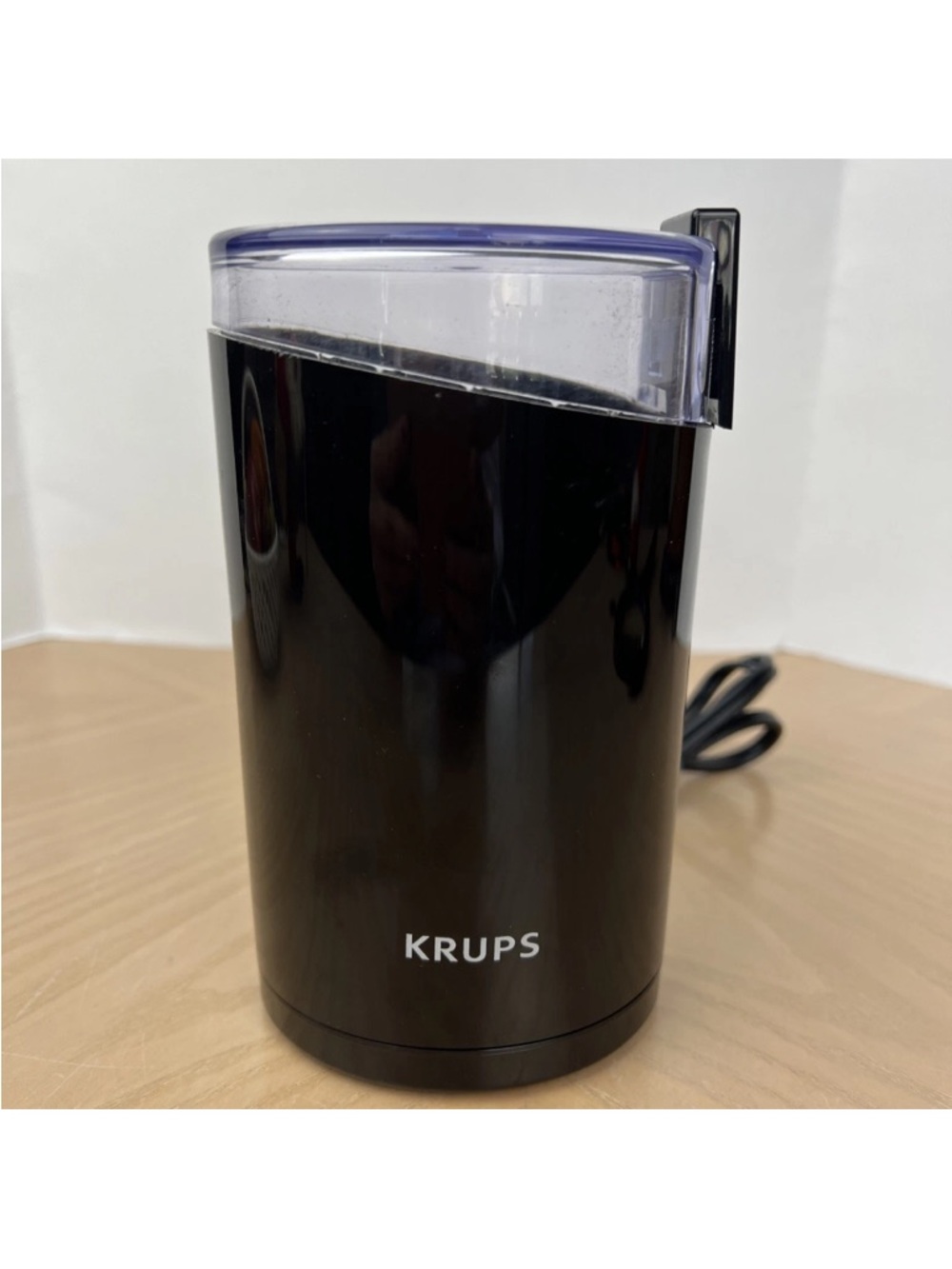 KRUPS Black Electric Coffee Grinder with Clear Lid model F203